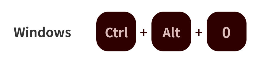 Windowsのショートカットキー：Ctrl+Alt+0